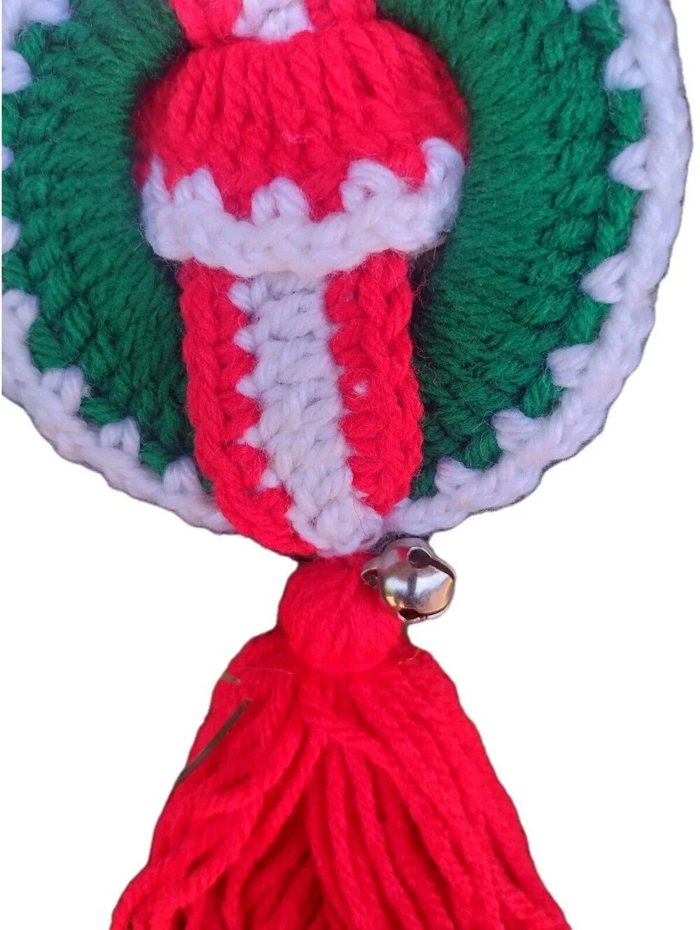 Vintage Handmade Crochet Christmas Decor Set Santa Table Runner Wall Decor Doily